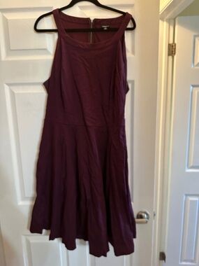 Torrid Burgundy Fit & Flare Dress Size 22 Sleeveless Back Zip Preppy Office
